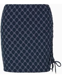 Emporio Armani - Monogram Jacquard Sarong Mini Skirt With Drawstring - Lyst