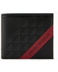 Emporio Armani - Asv Smooth Regenerated Leather Wallet With Red Band - Lyst