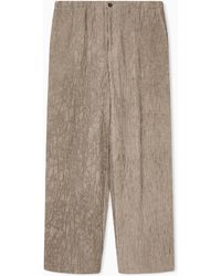Emporio Armani - Cold-Dyed Bark-Look Jacquard Linen Blend Trousers - Lyst