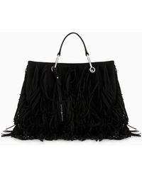 Emporio Armani - Sac Cabas Moyen Myea Avec Franges En Faux Cuir Suédé - Lyst