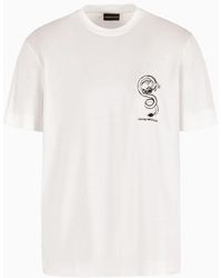 Emporio Armani - T-shirt In Jersey Misto Lyocell Ricamo Drago Armani Sustainability Values - Lyst