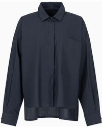 Emporio Armani - Poplin Shirt With Asymmetric Hem And Patch Pocket - Lyst