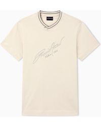 Emporio Armani - Slim-Fit, Heavy Jersey T-Shirt With Logo Signature Embroidery - Lyst