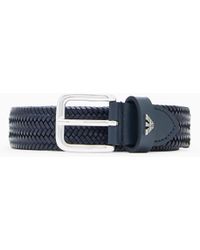 Emporio Armani - Woven-Leather Belt - Lyst