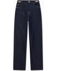 Emporio Armani - Five-Pocket Denim Jeans With A Metal Knot On The Waistband - Lyst