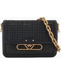 Emporio Armani - Sac À Bandoulière Tressé Avec Logo Aigle En Métal - Lyst