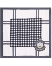 Emporio Armani - Silk Foulard With A Checkered Pattern And A Globe Motif - Lyst