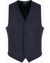 Emporio Armani - Worsted Single-Breasted Gilet Essential - Lyst