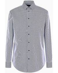 Emporio Armani - Modern-fit, Striped Twill Shirt - Lyst