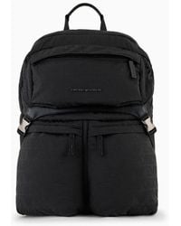 Emporio Armani - Nylon Backpack With All-over, Jacquard Logo Lettering - Lyst