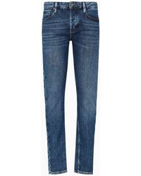 Emporio Armani - J75 Slim-fit, Worn-look Denim Jeans - Lyst