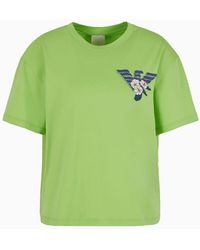 Emporio Armani - T-shirt In Jersey Organico Con Stampe Sustainability Values Capsule Collection - Lyst