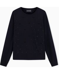 Emporio Armani - Jersey De Punto Jersey De Lana Virgen Con Microstrass - Lyst