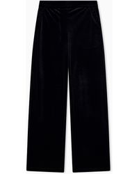 Emporio Armani - Wide-Leg Stretch Chenille Trousers With Side Pockets - Lyst