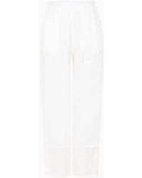 Emporio Armani - Pure Linen Trousers With Elasticated Waist And Brushed Details - Lyst