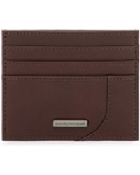 Emporio Armani - Smooth Leather Card Holder With Metal Logo Plaque - Lyst
