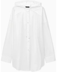 Emporio Armani - Long-Sleeved Cotton Poplin Shirt With Drawstring Hood - Lyst