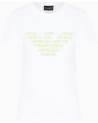 Emporio Armani - Camiseta De Punto Elástico Orgánico Con Bordado De Maxiáguila Asv - Lyst