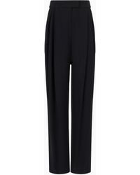 Emporio Armani - Envers-Satin Palazzo Trousers With Darts - Lyst