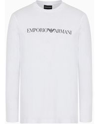 Emporio Armani - Pullover Aus Pima-jersey Mit Logoprint - Lyst