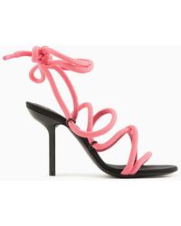 Emporio Armani - Sustainability Values Capsule Collection Stiletto-heeled Sandals With Recycled Fabric Ribbons - Lyst