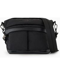 Emporio Armani - Nylon Shoulder Bag With All-over Jacquard Logo Lettering - Lyst