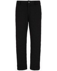 Emporio Armani - Quilted Wool-blend Jersey Trousers With Geometric Motif - Lyst