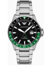 Emporio Armani - Gmt Dual Time Stainless Steel Watch - Lyst