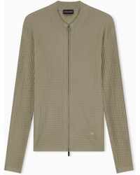 Emporio Armani - Virgin Wool Cardigan With A Regular Fit And Fancy Stitch - Lyst