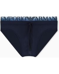 Emporio Armani - Swim Briefs With Logo Waistband - Lyst