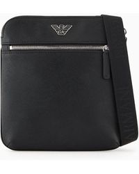 Emporio Armani - Regenerated-leather Shoulder Bag With Eagle Pate - Lyst