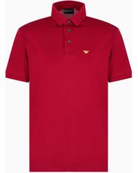 Emporio Armani - Asv Lyocell Blend Jersey Polo Shirt With Embroidery - Lyst