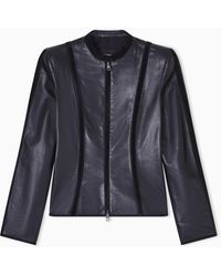 Emporio Armani - Glove Nappa Leather Jacket With Suede Piping - Lyst