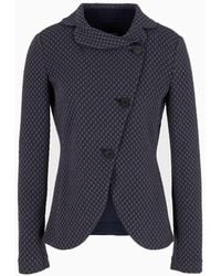 Emporio Armani - Jacket With Off-centre Buttoning In Knit-look Jacquard Jersey - Lyst