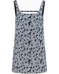 Emporio Armani - Denim-Kleid Aus Der Peace Sonderkollektion, Gefertigt Aus Jacquard-Stoff Mit Allover-Margeritenmuster - Lyst