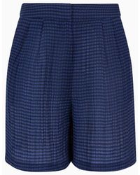 Emporio Armani - Darted Bermuda Shorts In Gingham-effect Seersucker Fabric - Lyst