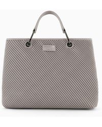 Emporio Armani - Embossed Nappa Leather-effect Medium Myea Shopper Bag - Lyst