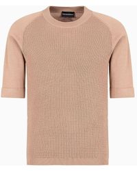 Emporio Armani - Punch-stitch Jumper With Plain-knit Back - Lyst
