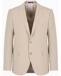 Emporio Armani - Slim-fit Single-breasted Jacket In Natural, Tropical, Stretchy, Light Wool - Lyst