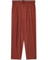 Emporio Armani - Pure Washed Silk Habutai Belted Trousers - Lyst