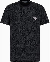Emporio Armani - T-shirt De Détente Avec Inscription Logo All Over - Lyst