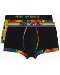 Emporio Armani - 2er-pack Eng Anliegende Boxershorts Mit Print Und Regenbogen-logo - Lyst