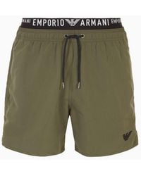 Emporio Armani - Asv Recycled-fabric Swim Shorts With Logoband - Lyst