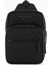 Emporio Armani - Nylon One-shoulder Backpack With All-over Jacquard Eagle - Lyst