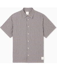 Emporio Armani - Eagle Club Crinkle Fabric Shirt With Check Motif - Lyst