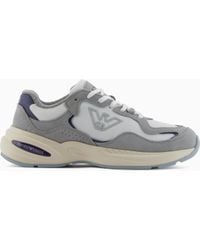 Emporio Armani - Mesh Sneakers With Suede Details And An Eagle Logo - Lyst
