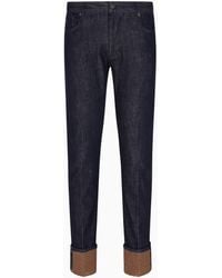 Emporio Armani - J06 Slim Fit Jeans Mit Logo-Umschlag, Gefertigt Aus Stretch-Denim Mit Rinse-Waschung - Lyst