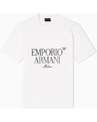 Emporio Armani - Heavy Jersey T-Shirt With Embossed Logo Embroidery - Lyst