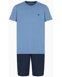 Emporio Armani - Pyjama In Comfort Fit Mit Bermudashorts Im Mustermix - Lyst