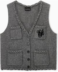 Emporio Armani - Yak Wool Blend Vest Signature Capsule - Lyst